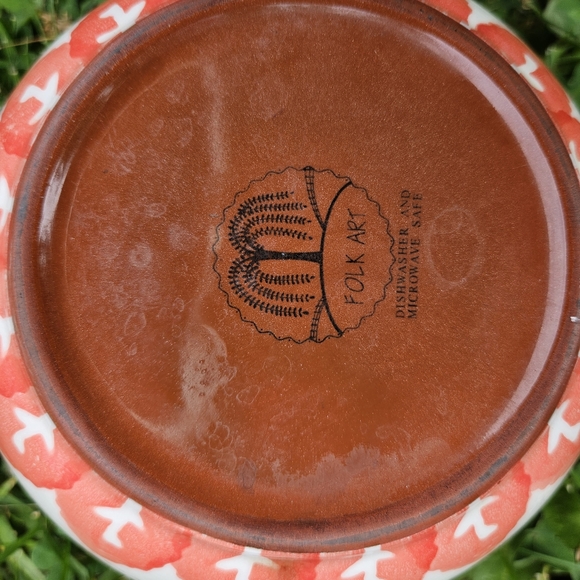 Folk art decorative floral yellow, green, red tea pot (gd) - Picture 4 of 8